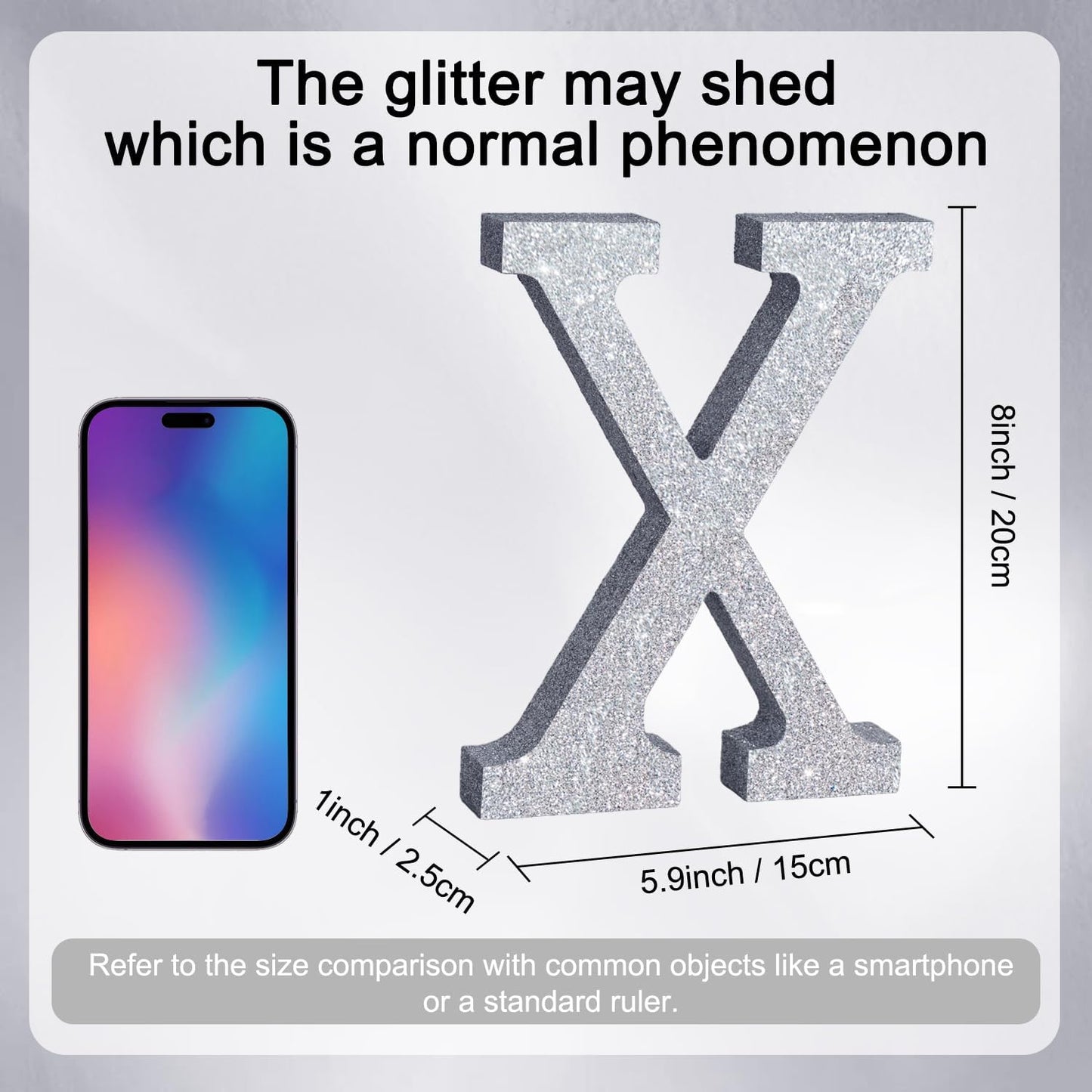 TONIFUL 8 Inch Silver Glitter Letter X Table Centerpiece A-Z Silver Birthday Party Decorations,Silver Alphabet X for Birthday,Chrismas,Graduation,Bridal Shower,Wedding,Anniversary Party Supplies