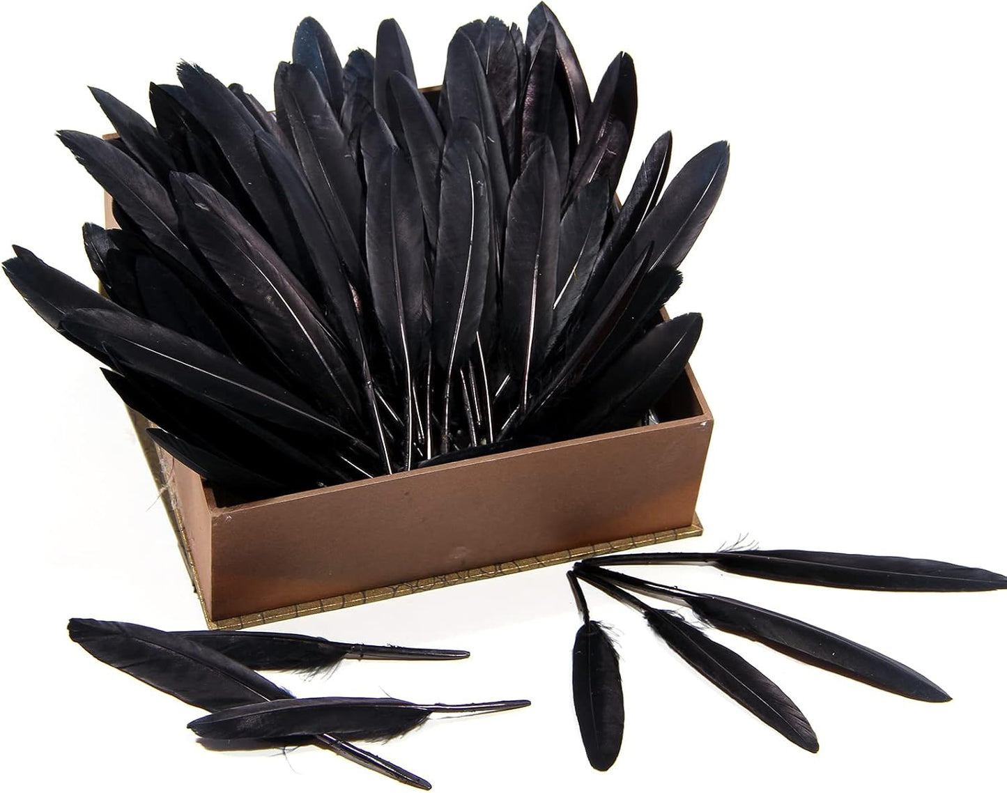 FeelfunFeather 120pcs Black Goose Cochettes Feather Natural Bulk 4-6 inch 10-15cm for Wedding Party Christmas Halloween Decorations DIY Crafts