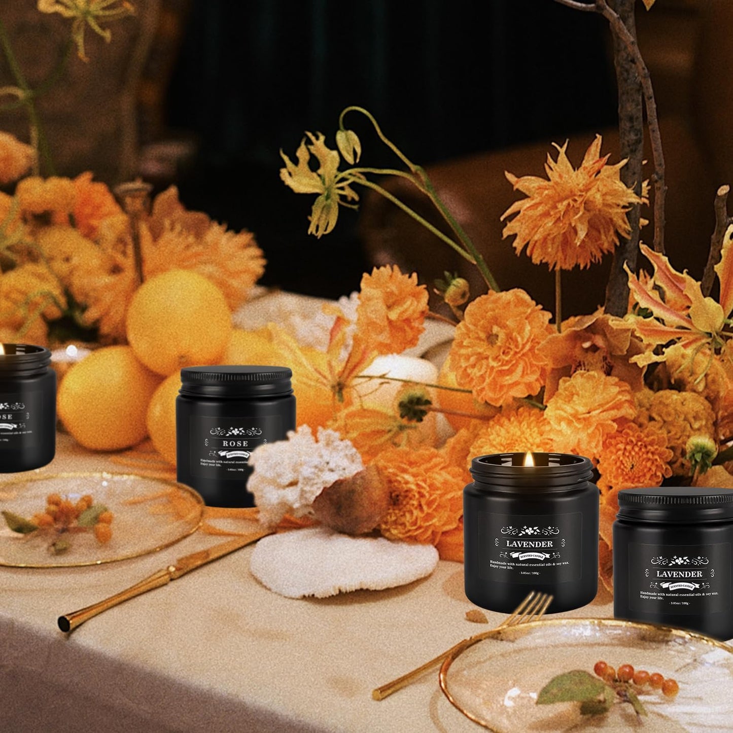 12 Pcs Halloween Scented Candles with Added Natural Essential Oils, 3.05oz, Suitable for Various Festivals, Parties, Yoga, and Home Scene(Black)