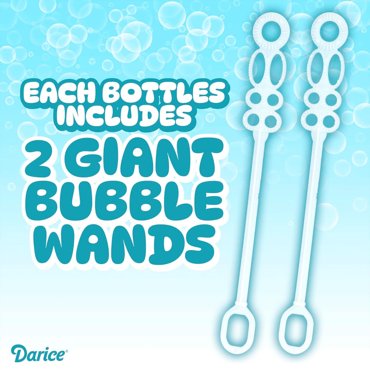 Darice 64oz Bubble Solution Refill for Bubble Machines & Blowers - Easter, Weddings, Birthdays, Outdoor - 2 Big Bubble Wands Included - Non-Toxic Safe for Toddlers & Kids, Colors May Vary