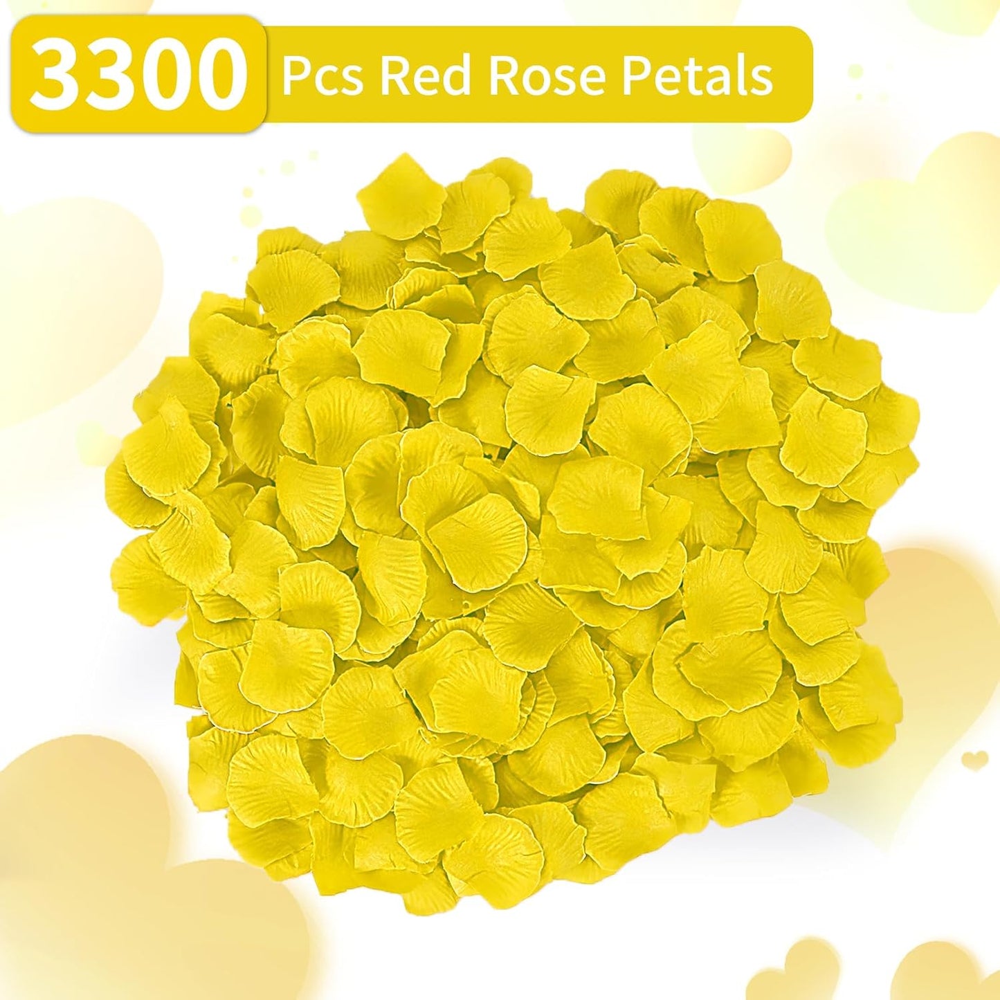 3300 PCS Artificial Fake Rose Petals,Flower Petals,Romantic Nightfor Her/Him Set,Wedding, Engagement, Party, in Bulk Flower Decorations(Yellow)
