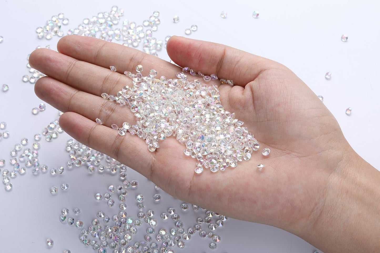 10000 pcs/Pack Wedding Table Scatter Confetti Crystals Acrylic Diamonds Vase Fillers 4.5 mm Rhinestones for Wedding, Bridal Shower, Vase Beads Decorations (AB Clear)