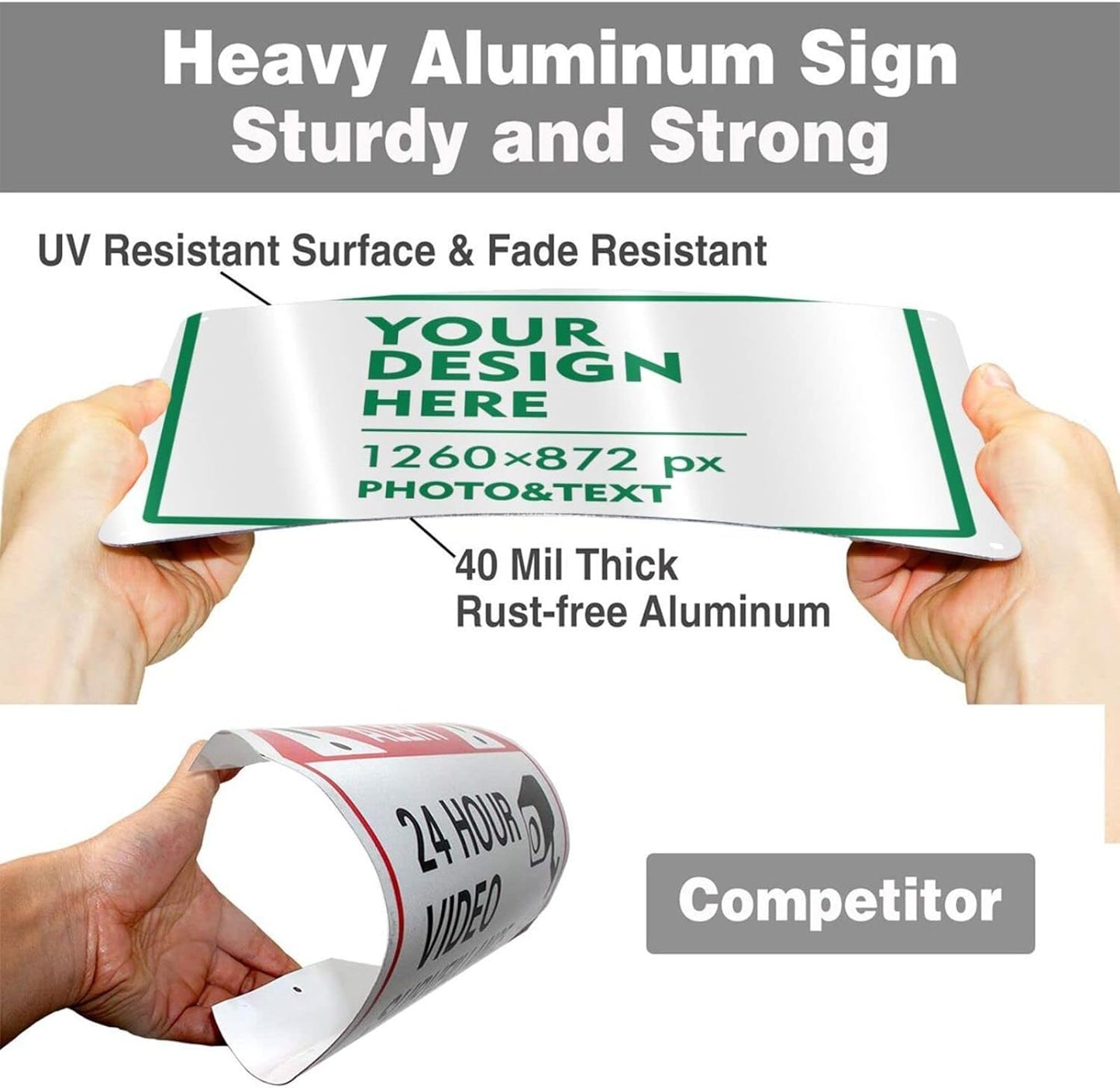 Custom Signs Outdoor Metal Sign - 12 x 8 Customized Personalized Aluminum Signs for Office, Home, Business, Decor, Custom Road Signs, Rust-Proof Sign (Green Text Box)