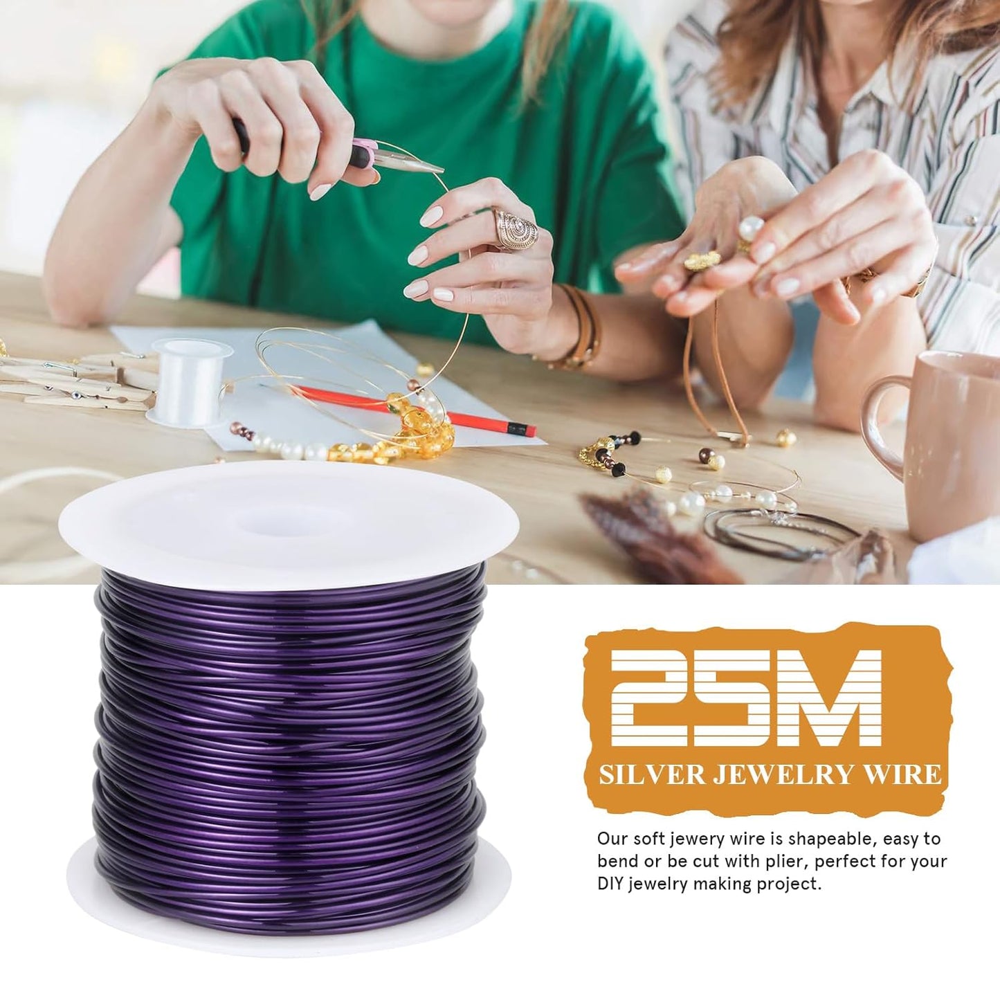 82FT Jewelry Wire 20 Gauge Tarnish-Resistant Copper Beading Wires Roll Bulk for DIY Crafts Jewelry Making, Purple Wire