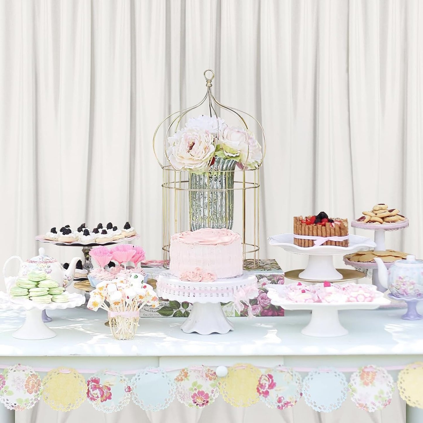 DWCN 10x8 FT Ivory Backdrop Curtains for Parties, Photography Backdrop Drapes with Rod Pockets for Wedding Decorations Stage Birthday Family Gatherings, 2 Panels 5ft x 8ft