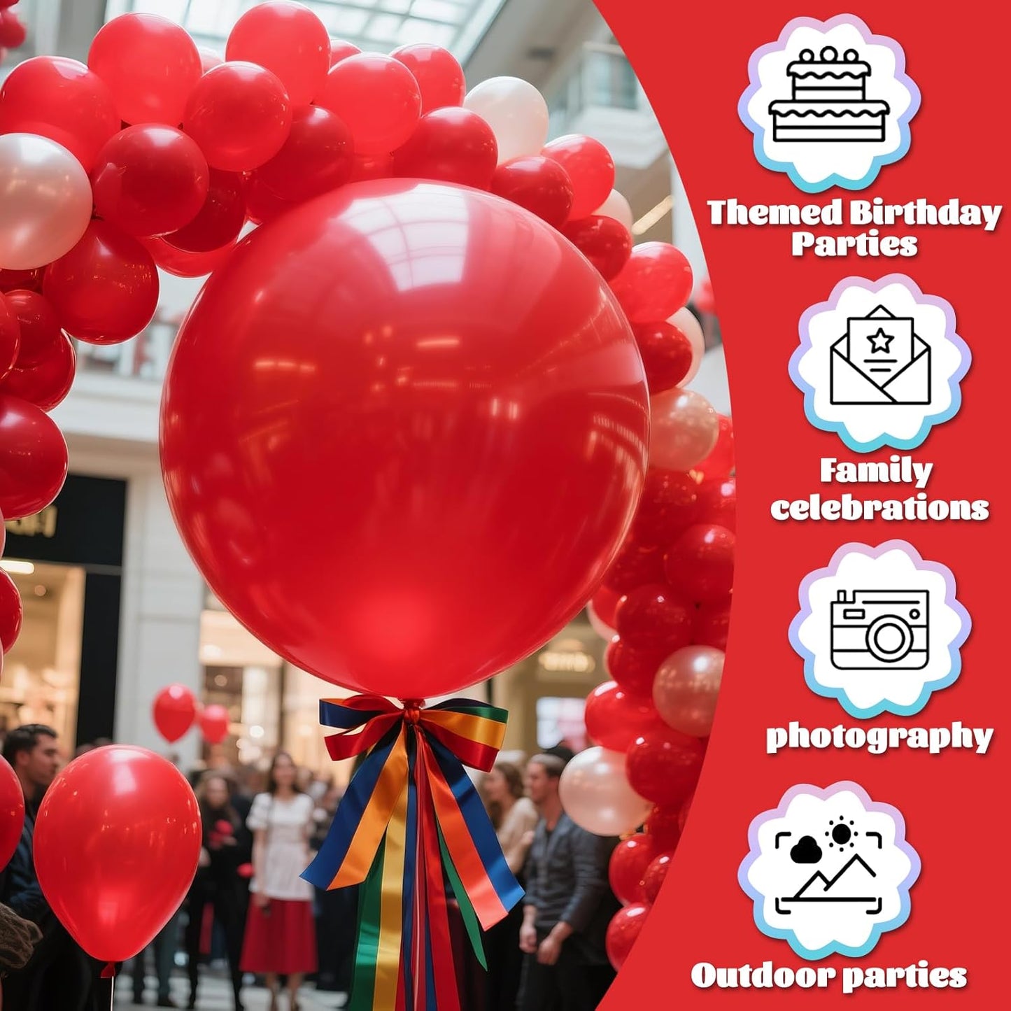 KAWKALSH Red Balloons, 9pcs 36 Inch Red Latex Balloons for Garland or Balloon Arch as Birthday Party Wedding Baby Shower Decorations