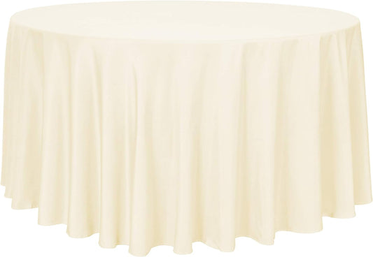 sancua Round Tablecloth - 108 Inch - Water Resistant Spill Proof Washable Polyester Table Cloth Decorative Fabric Table Cover for Dining Tables, Buffet Parties and Camping, Beige