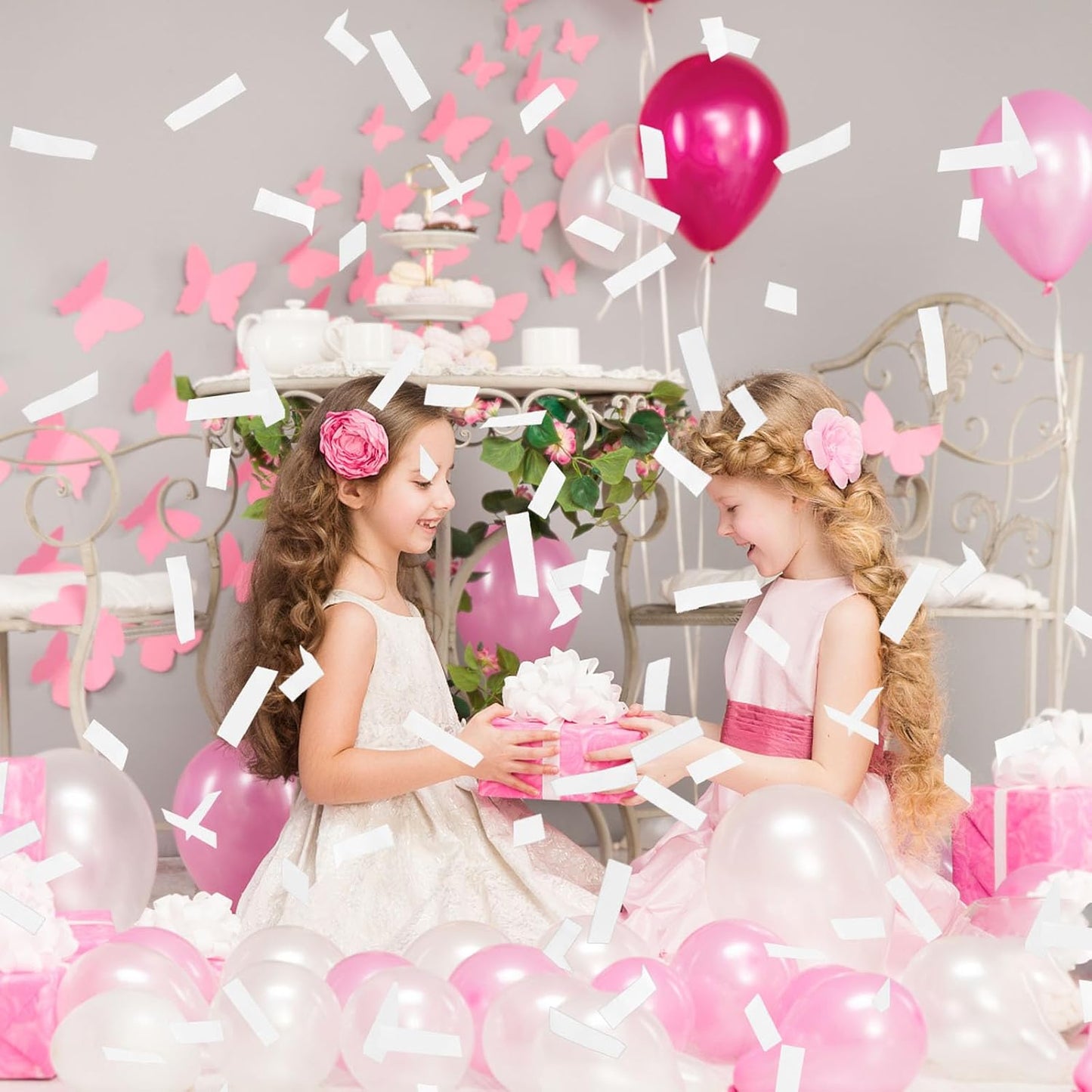 6 Pack White Confetti Poppers, 12 Inch Confetti Cannon Party Poppers Shooters for Gender Reveal, Birthday, Wedding, Graduation, Anniversary, Parties, Christmas, New Year's Eve