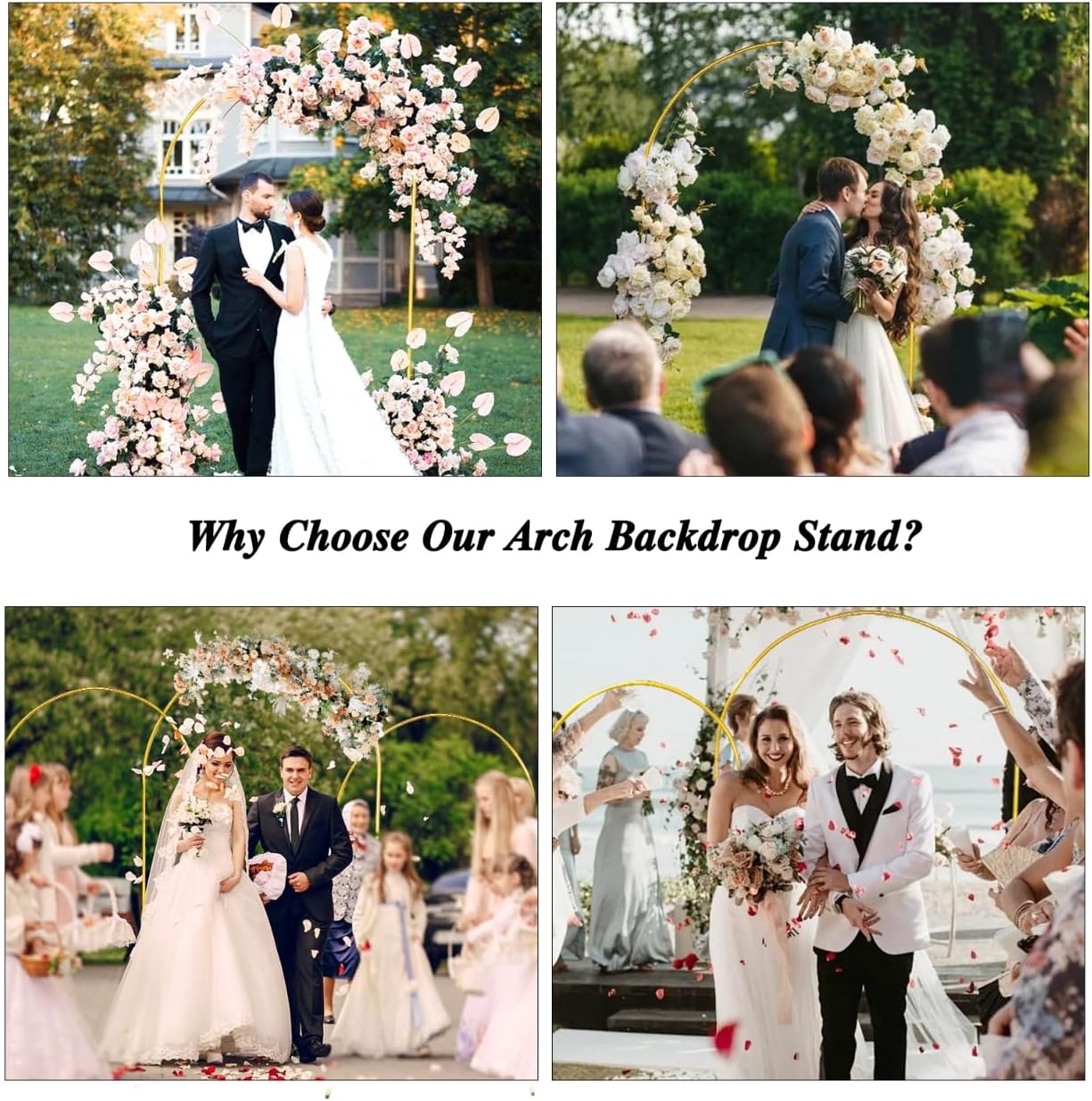 6foot Wedding Arch Frame and 2 Golden Water Bags, Arch Background Stand, Suitable for Weddings, Birthday Parties, Brides, Baby Parties, Photo Booths, Garden Decorations