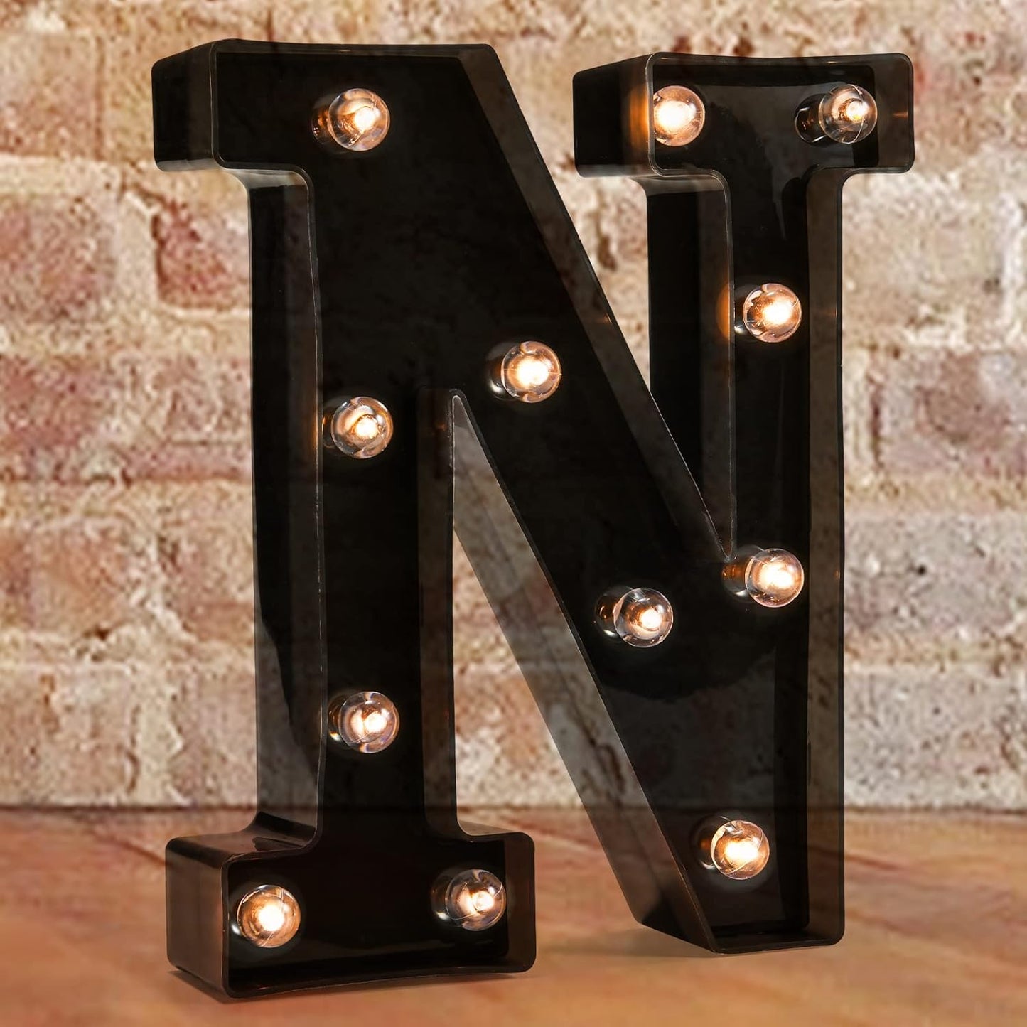 Decorative LED Illuminated Letter Marquee Sign - Alphabet Marquee Letters with Lights For Wedding Birthday Party Christmas Night Light Lamp Home Bar Decoration N, Black
