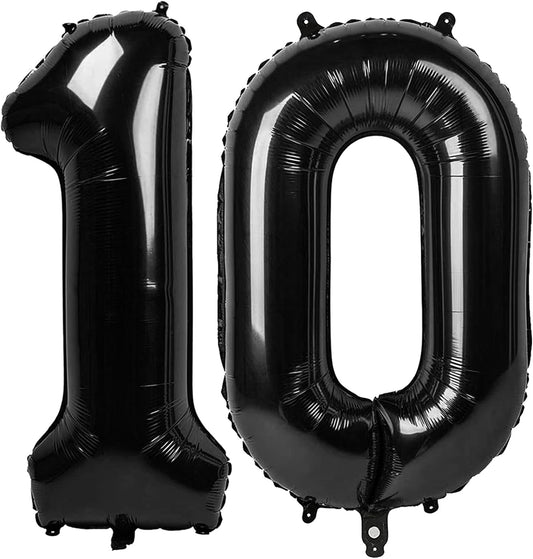 Black Number 10 Balloon, 40 Inch, Birthday Party Decorations, Anniversary & Graduation Party Supplies