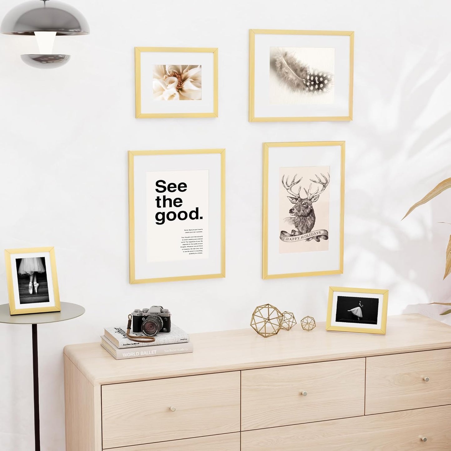 16x24 inch Picture Frame, 16x24 Photo Frames with 12x18 Removable Mat - High Definition Plexiglass - Vertical and Horizontal Display - Wall Hanging Poster Frame - Gold, 5 Pack