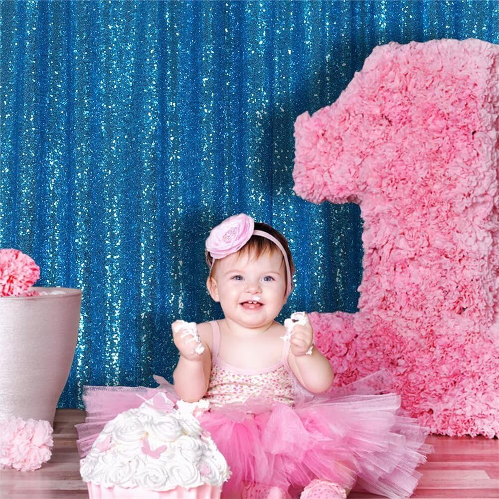 Eternal Beauty Turquoise Sequin Backdrop, 20x10 Ft Glitter Background Curtains for Shimmer Photography Party Wedding Birthday Back Drop Decor