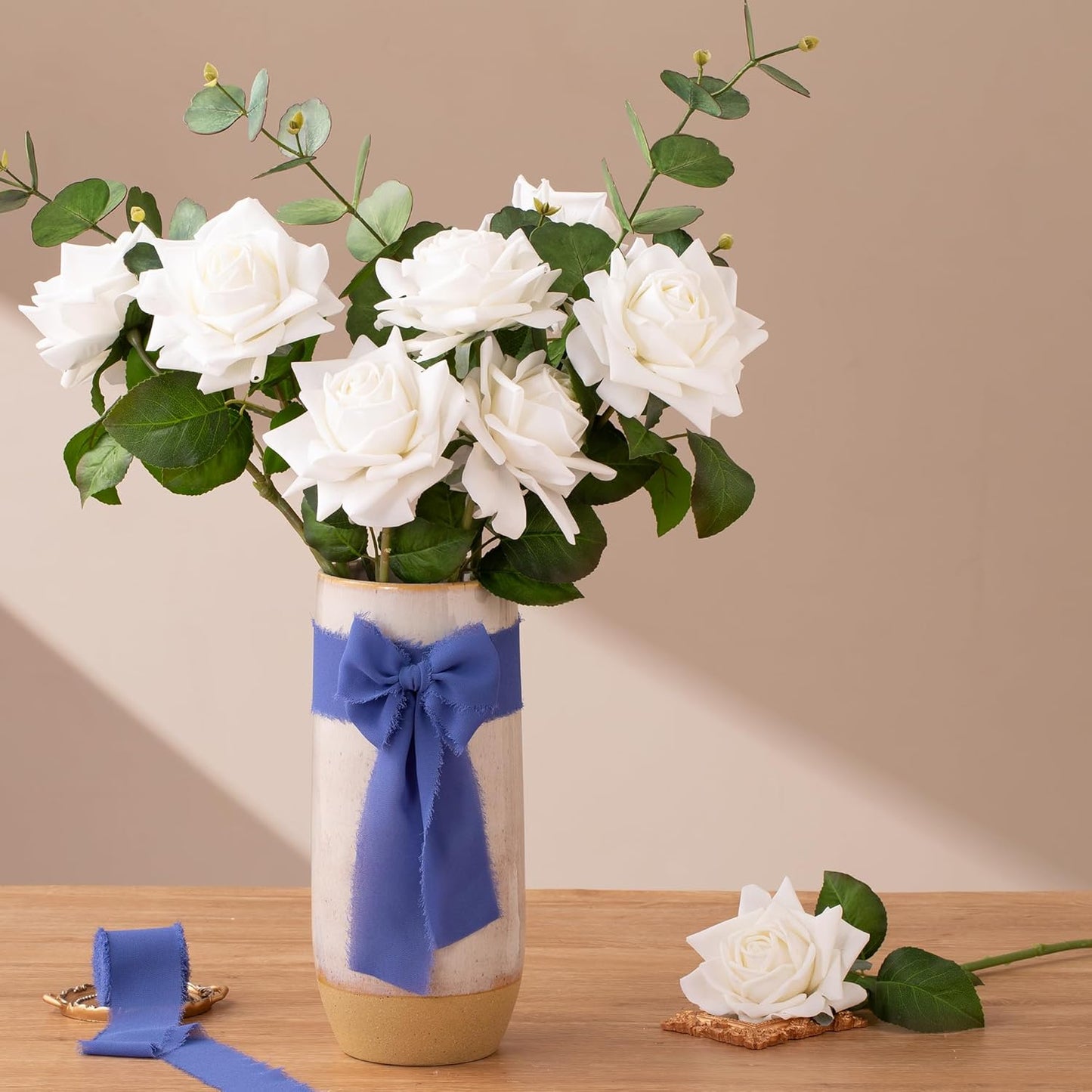 DORIS HOME Electric Blue Chiffon Ribbon for Flower Bouquet, 2" x21Yd Fabric Ribbon for Gift Wrapping, Handmade Frayed Ribbon for Wedding, Chiffon Silk Ribbon for Christmas Decorations