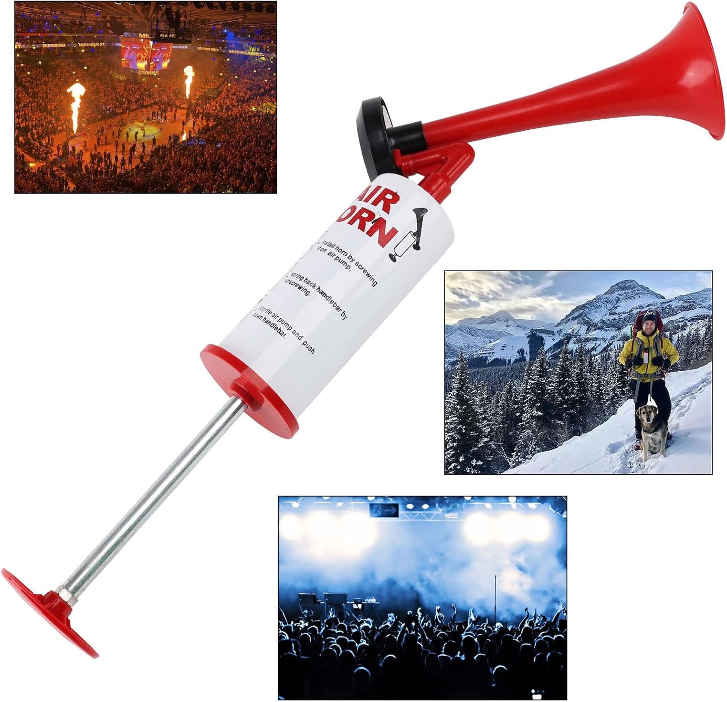 AOLINHAN Reusable Air Horn Loud Boat horn Handheld Stadium Horns Aluminum Personal Safety Handheld Horn Portable Pump Air Horns Loud Noise Maker Air+Horn Universal