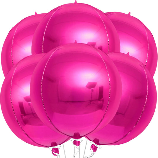 KatchOn, Big Hot Pink Balloons - 22 Inch, Pack of 6 | Hot Pink Mylar Balloons for Pink Party Decorations | Foil Balloon For Birthday, Gender Reveal, Baby Shower, Bachelorette Party Decorations