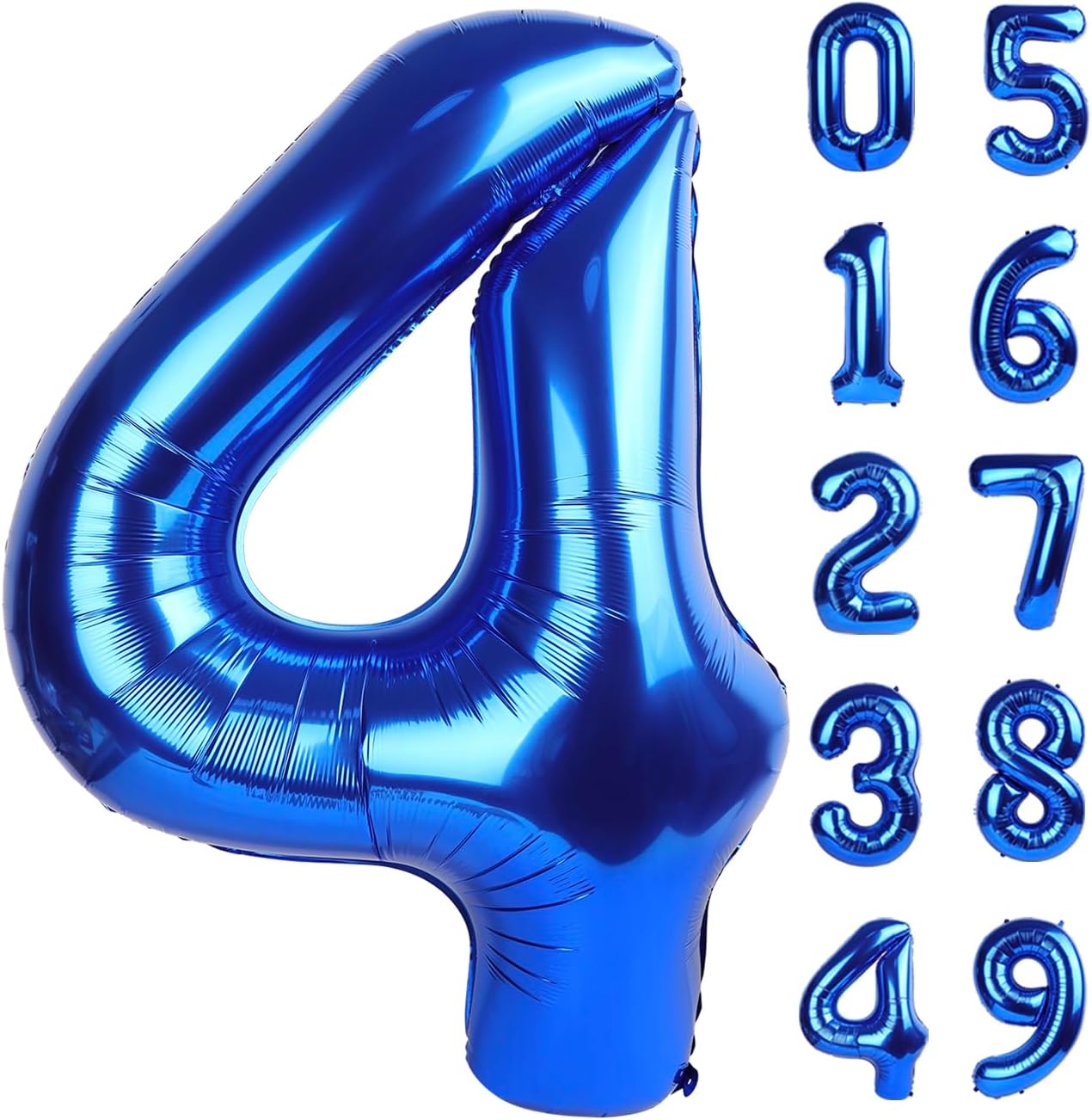 Jumbo Mylar Navy Blue 4 Number Balloon 40 Inch, Big Number 4 Balloons Birthday Decorations, 4th Four 4 14 40 44 64 Year Old Birthday Party, Large Size Digit Numbers Balloon Supplies