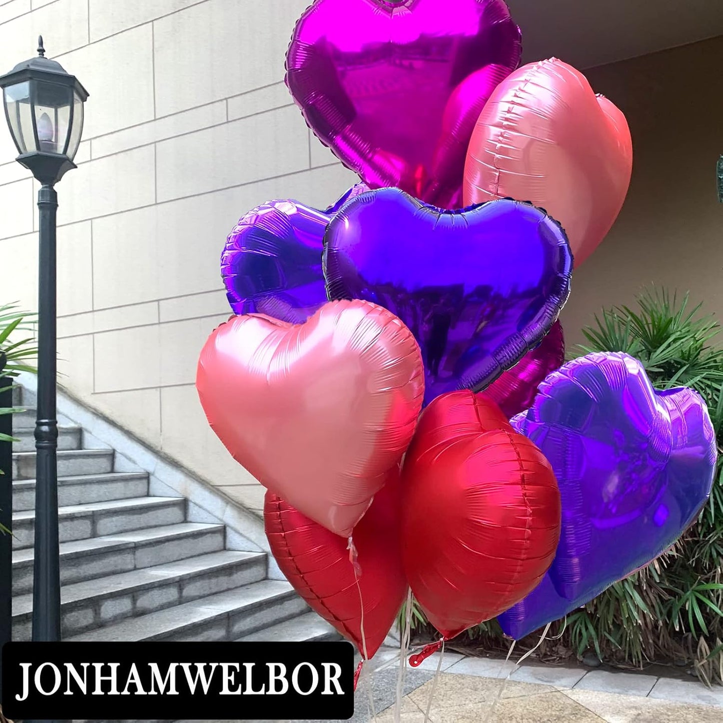 Jonhamwelbor 20Pcs 18 inch Purple Foil Mylar Heart Shape Balloons Decorations Valentines Birthday Wedding Baby Shower Party (Purple)