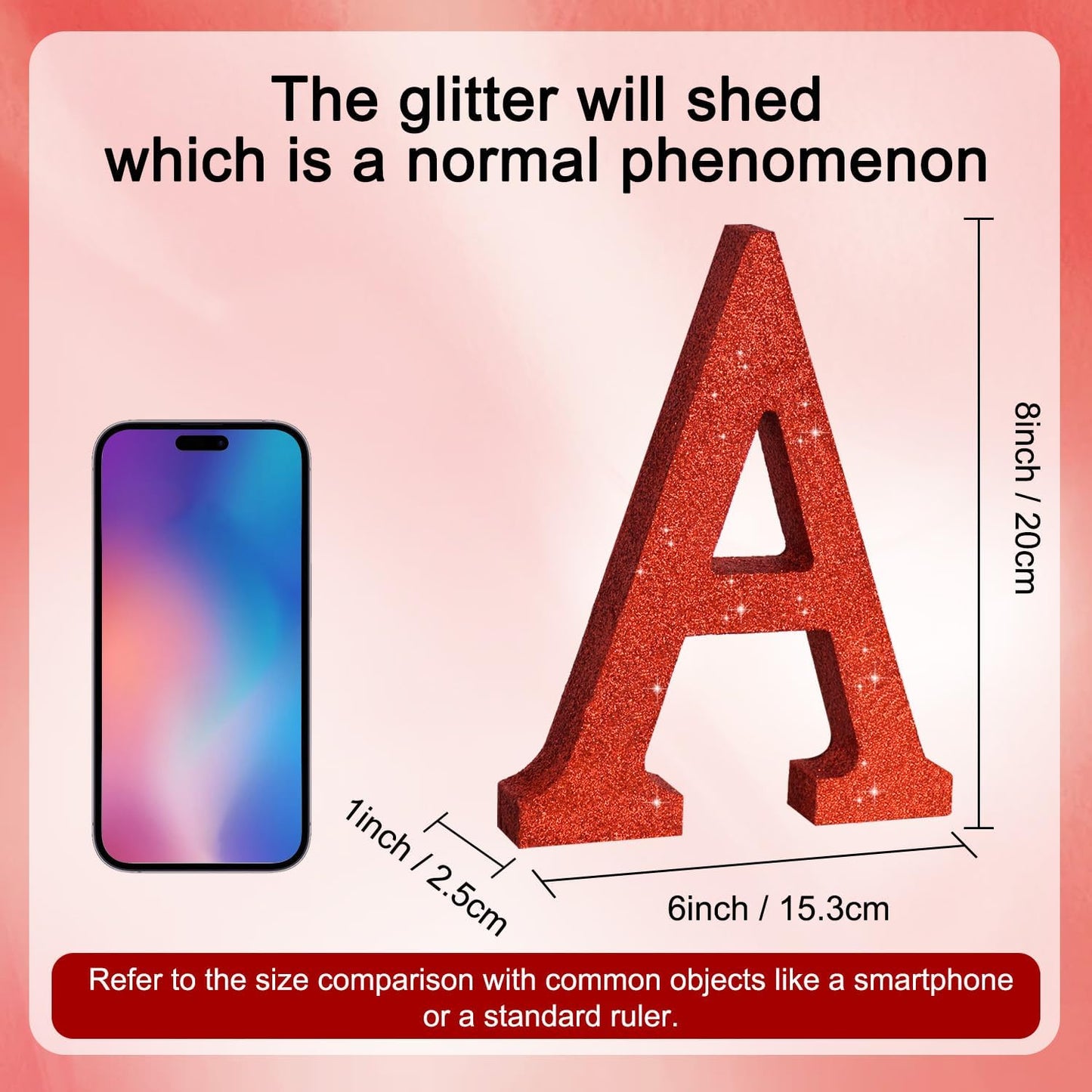 TONIFUL 8 Inch Red Glitter Letter A Table Centerpiece A-Z Red Birthday Party Decorations,Red Alphabet A for Birthday,Chrismas,Graduation,Bridal Shower,Wedding,Anniversary Party Supplies