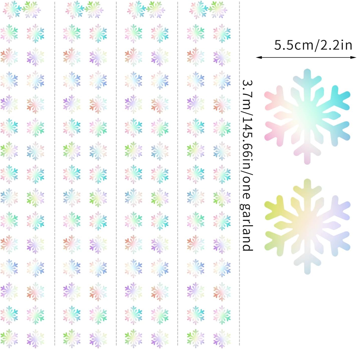 Snowflake-Snow Iridescent-Holographic Christmas Party-Decoration Garland - 52ft Winter Wonderland Frozen Ornaments Hanging Paper Streamers,New Years Birthday Baby Shower Dance Ceiling Decor Hugfond