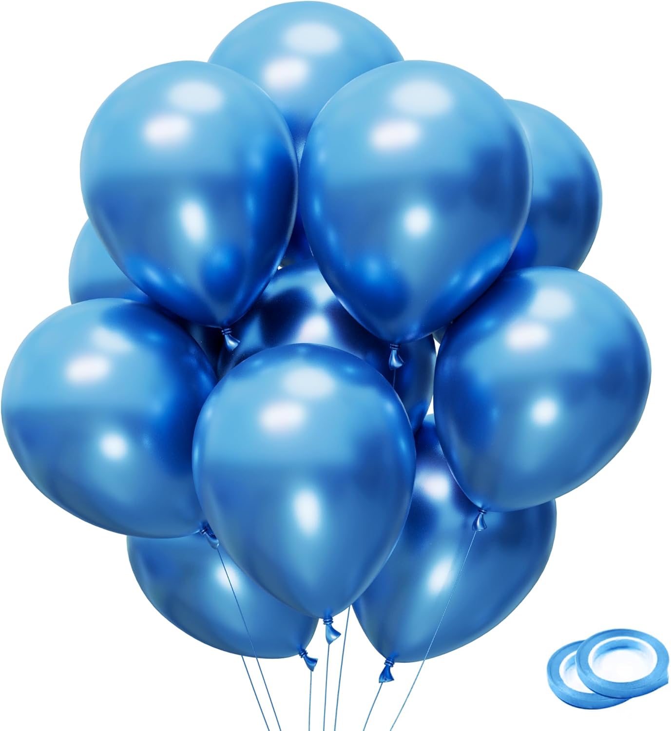 Blue Party Balloons 100pcs 12inch Chrome Metallic Blue Helium Balloons for Birthday Party Decoration and Arch Decoration Wedding Birthday Baby Shower Christmas Party