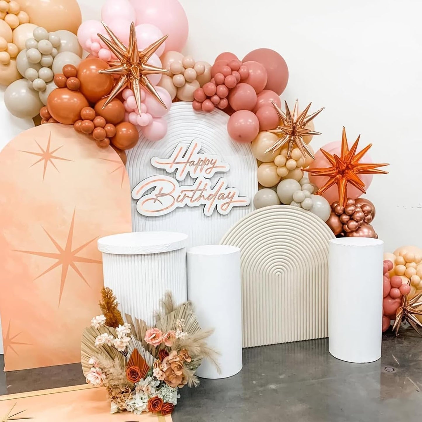 Black Orange Star Balloons 12pcs, 27/22 Inch Foil Star Explosion Balloons, Large Spike Mylar Cone Balloon, Fireworks Shape Balloon Decor for Graduation Birthday Halloween Backdrop