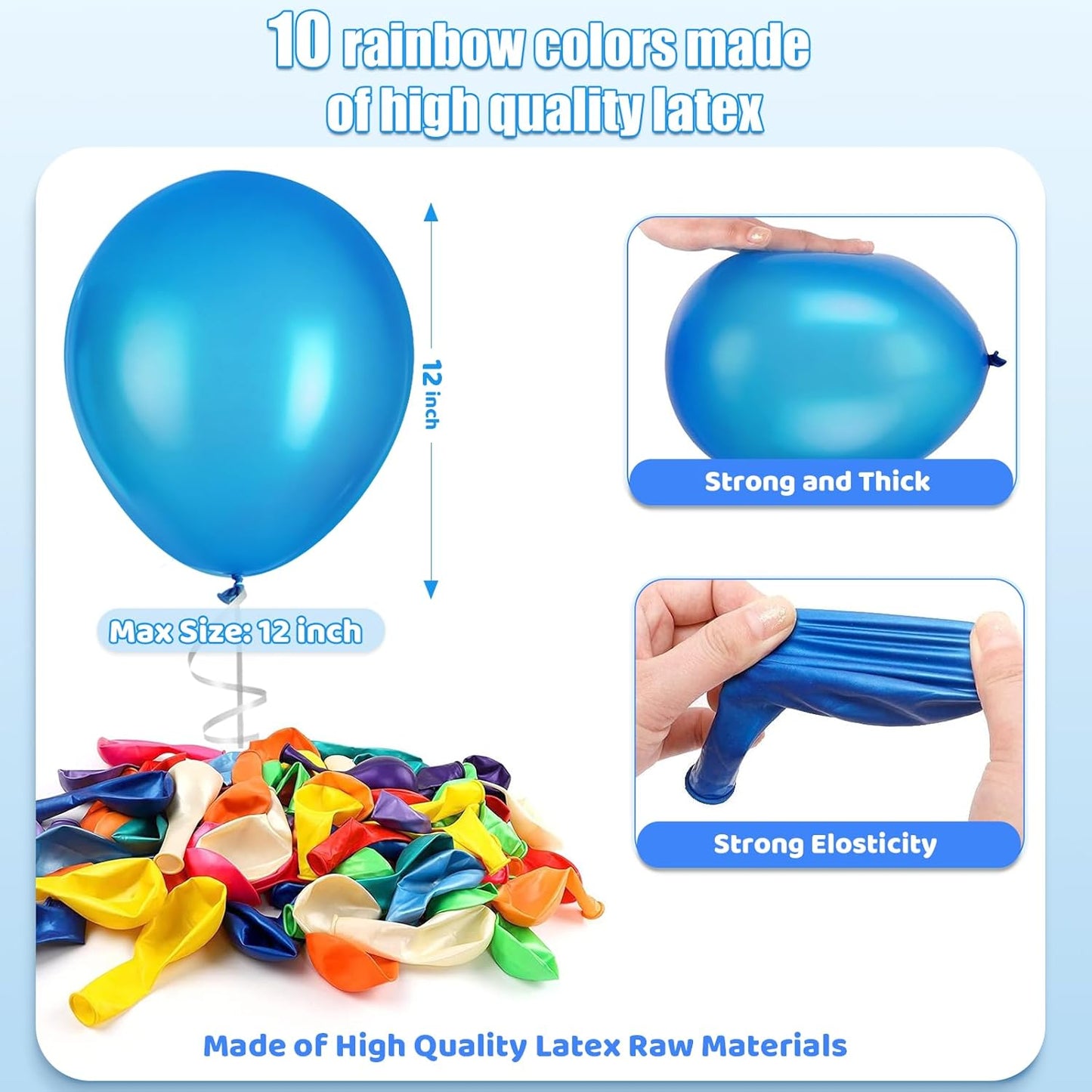 120 Pack Balloons Assorted Color 12 Inches Rainbow Latex Balloons, 10 Bright Color Balloon Arch Kit, for Birthday Baby Shower Wedding Party Decorations