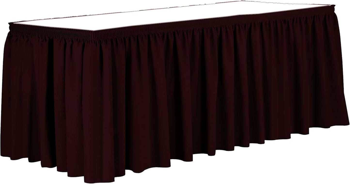 Ultimate Textile Pleat Polyester Fabric Table Skirt - Machine Washable Flame Resistant with Clips for Events, Weddings & Trade Shows, Cut & Sewn in Paterson, NJ - Burgundy, 14' Shirred Pleat