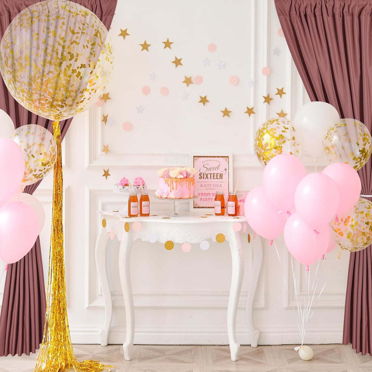 DWCN 10x7 FT Dusty Rose Backdrop Curtains for Parties, Photography Backdrop Drapes with Rod Pockets for Wedding Decorations Stage Birthday Family Gatherings, 2 Panels 5ft x 7ft