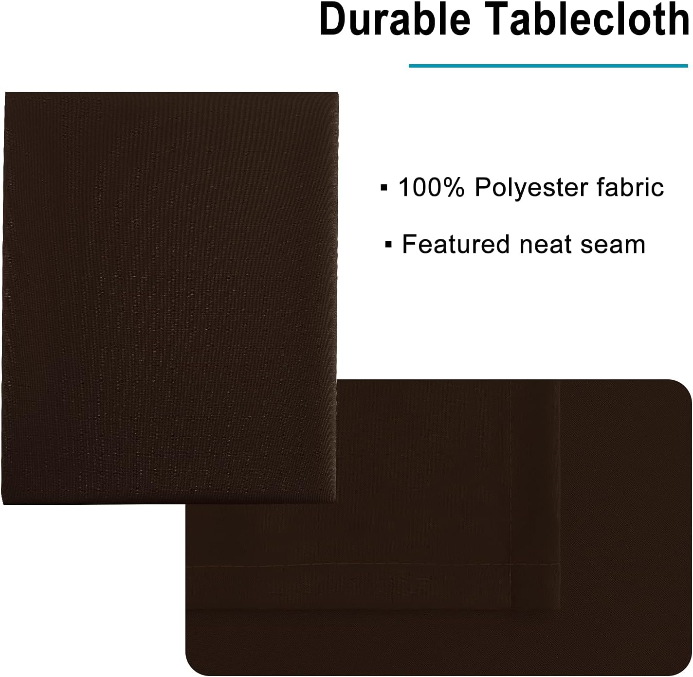 Hiasan Waterproof Tablecloth Rectangle - Washable Fabric Table Cloth for Dining Room Kitchen Birthday Party and Outdoor Use, Chocolate, 60 x 140 Inch