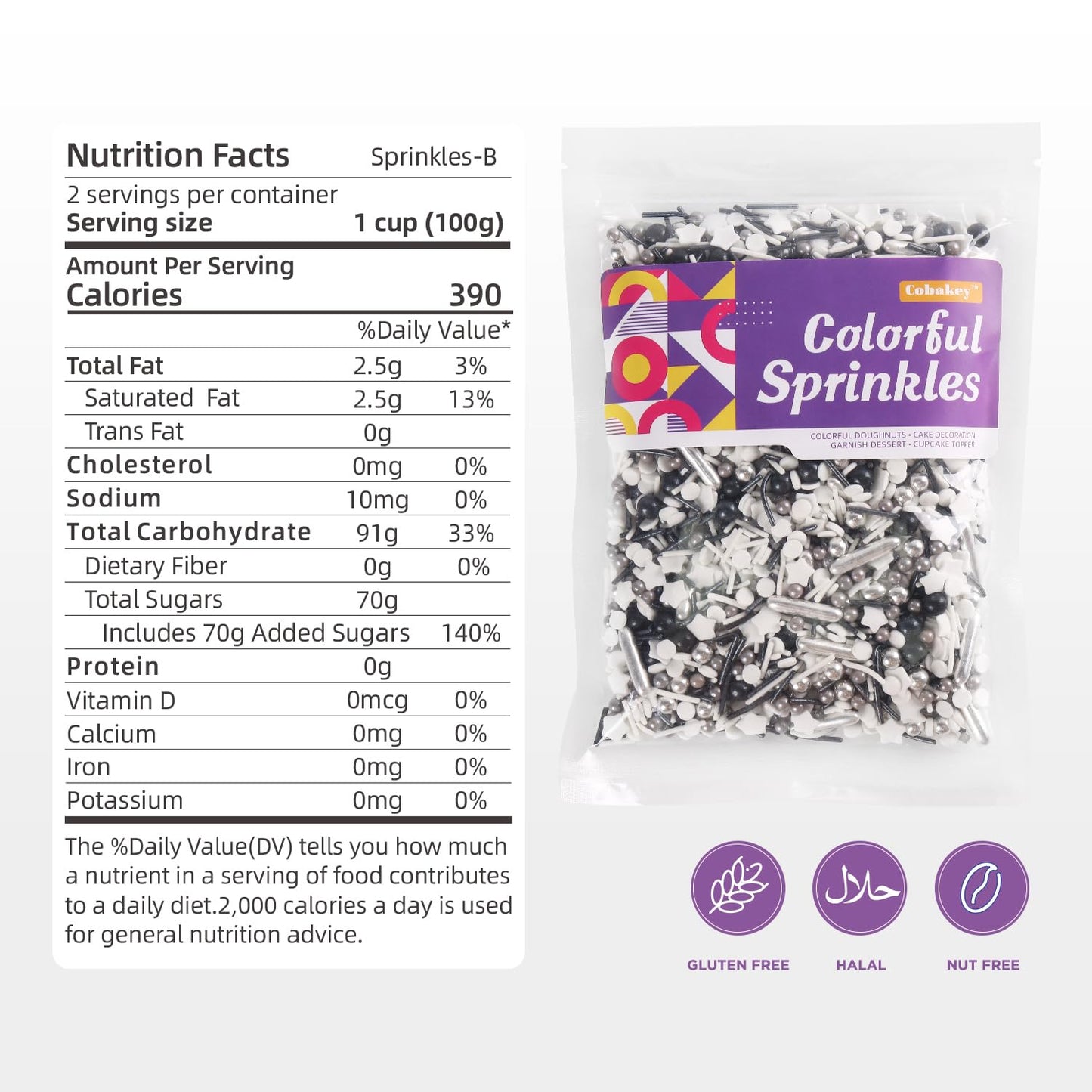 Sprinkles For Cake Decorating, Cupcake, Cookies, Ice Cream Topper, 7 Ounces Gold And Silver Cake Sprinkles Baking, Perfect For Birthdays, New Year’S Eve, Graduations (Sparkling)