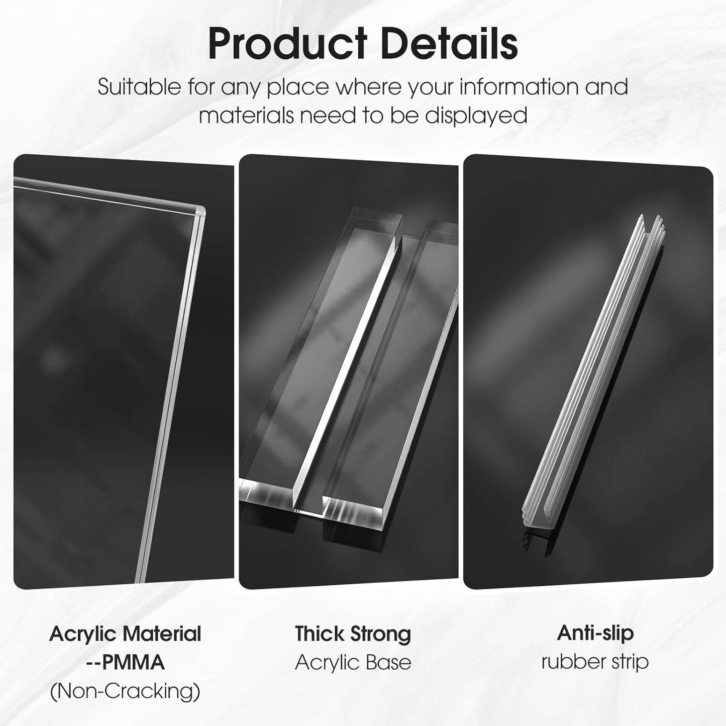 MaxGear Acrylic Sign Holder 8.5 X 11 Inches 30 Pack, Double Sided Plastic Display Stands Table Top Acrylic Frame, Clear Paper Holder Menu Flyer Stand for Stores, Restaurants, Hotels, Office