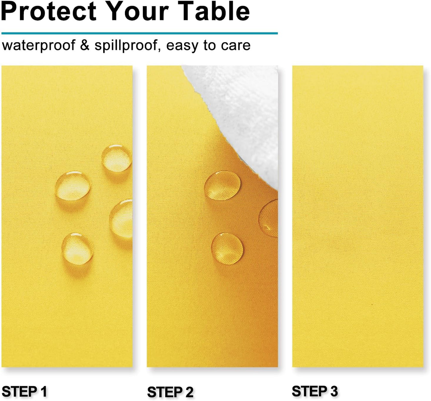 Hiasan Yellow Tablecloth for Square Tables - Waterproof and Spillproof Washable Fabric Table Cloth for Dining Room Kitchen Party, 70 x 70 Inch