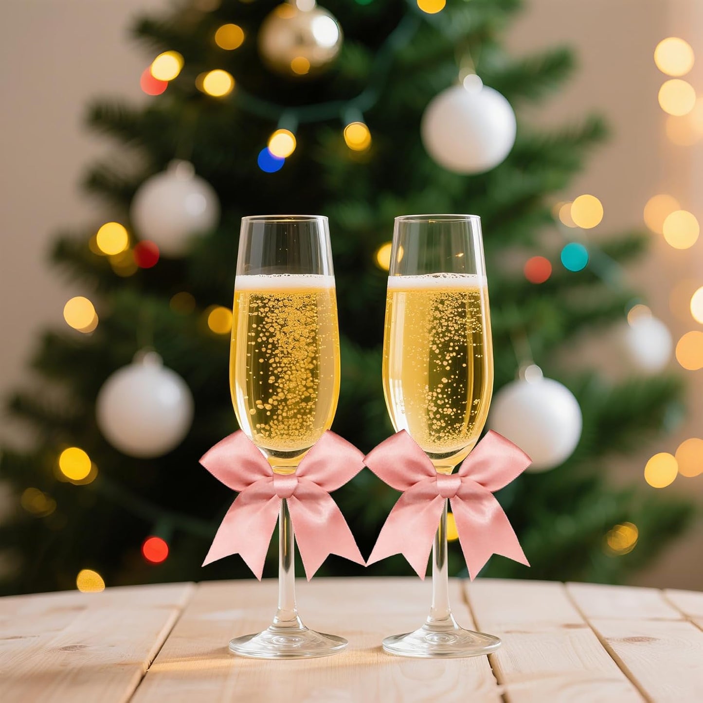 50 PCS Twist Tie Bows Satin Ribbon Bows 3.3 Inch Gift Wrap Bows Craft Bows for Gift Wrapping, Party Decorations Gifts Bag DIY Treat Bags Wedding Decor Baby Shower Christmas (Rose Pink)