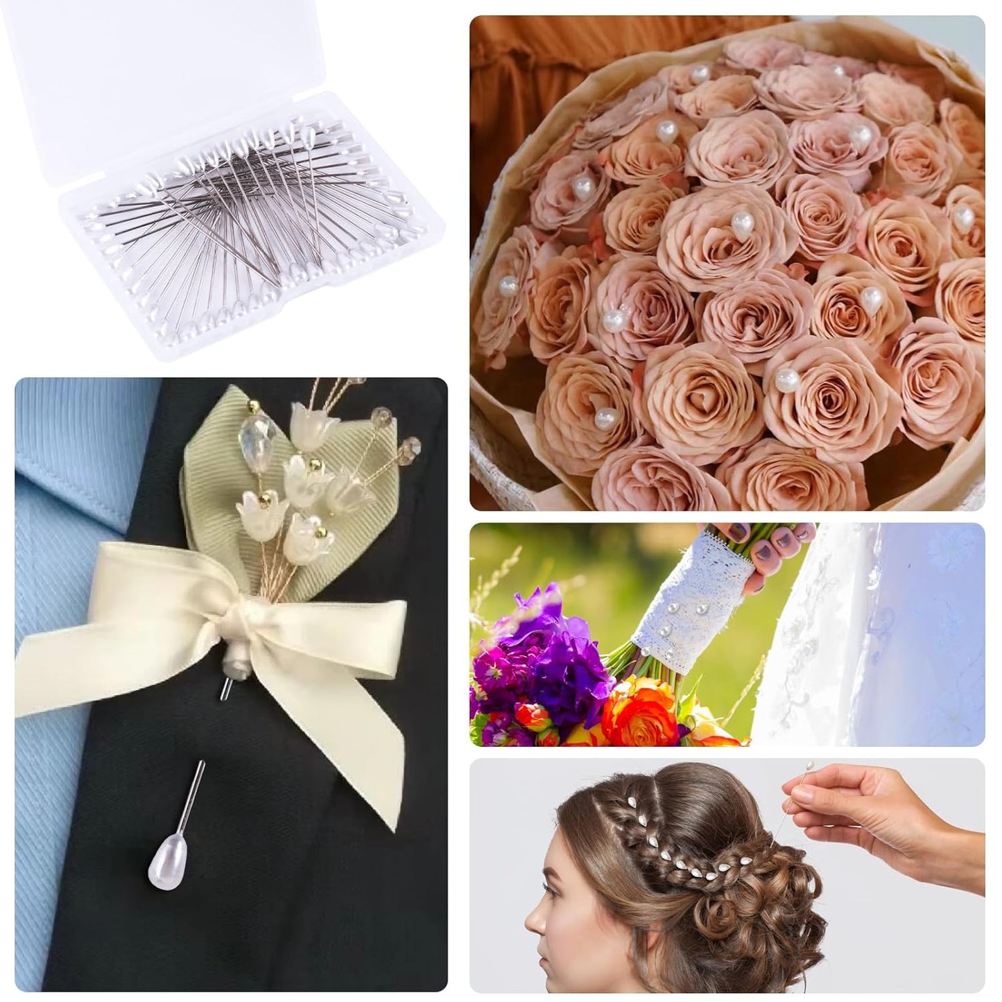 GLAMFIELDS Floral Tape and Floral Wire,Floral Arrangement Kit with Green Flower Tape for Bouquets,Boutonniere pin,White Ribbon, Wire Cutter for Bridal Bouquet kit, Wreath Making Supplies