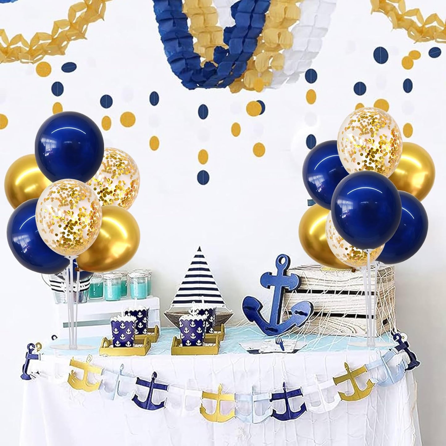 TONIFUL 4 Set Navy Blue Gold Balloon Centerpieces for Table,Balloons Stand Kit for Graduation Decorations 2025 Class of 2025 Party Decorations,New Year,Anniversary,Homecoming,Birthday Decoration
