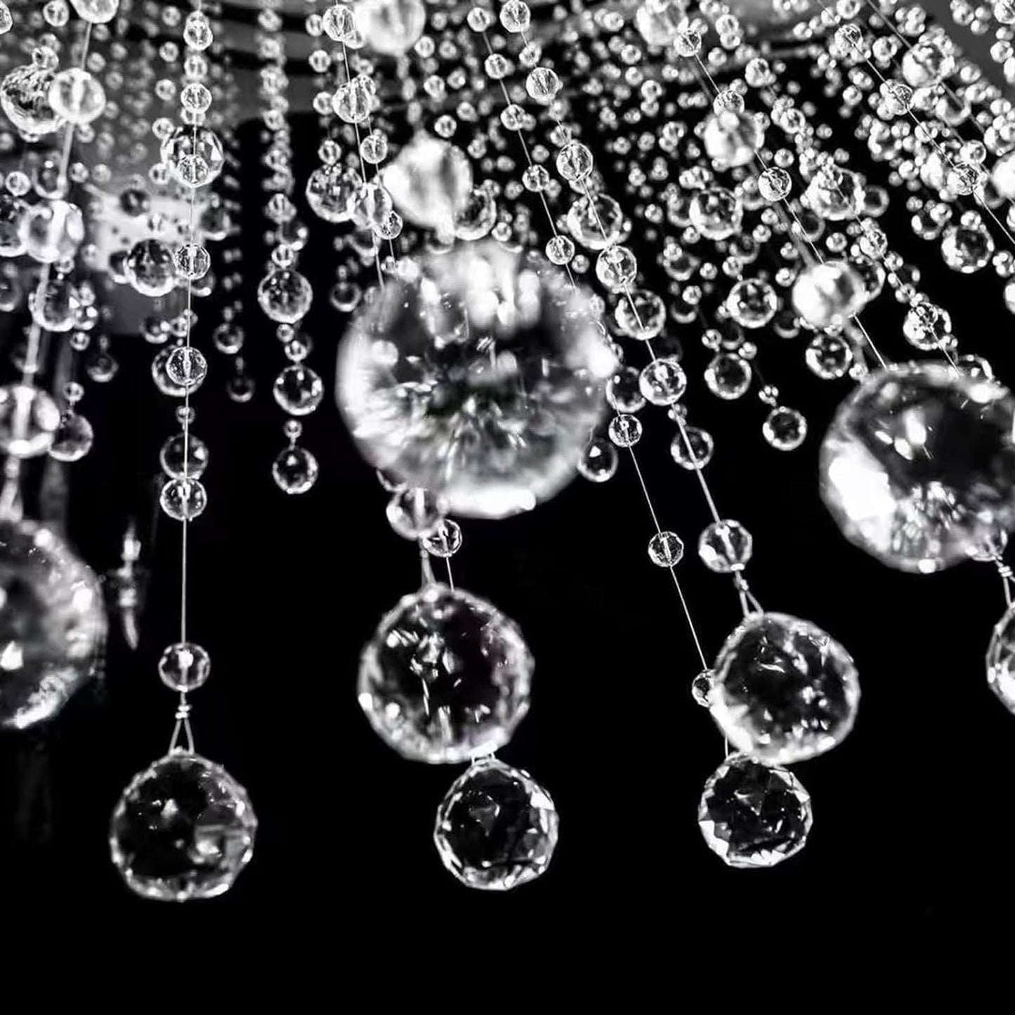 Crystal Beaded String Clear Glass Beads Garland Strands Hanging Wedding Arch Decor Curtain Chandelier Christmas Tree Ornaments Door String Beaded Drapes Decoration Accessories(3.3 Feet 5pcs)