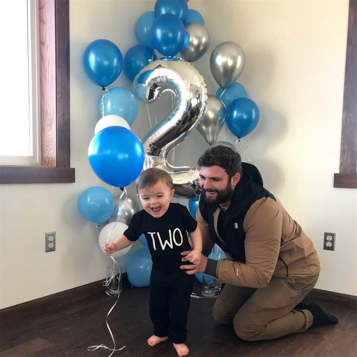 Silver Foil Balloon Number 8 for Boys, 40'' Giant Self Inflating Number Balloons Set 0-9 for Girls, Large Number 8 Helium Balloon for Women Men 8th Birthday Anniversary Party Decorations Supplies