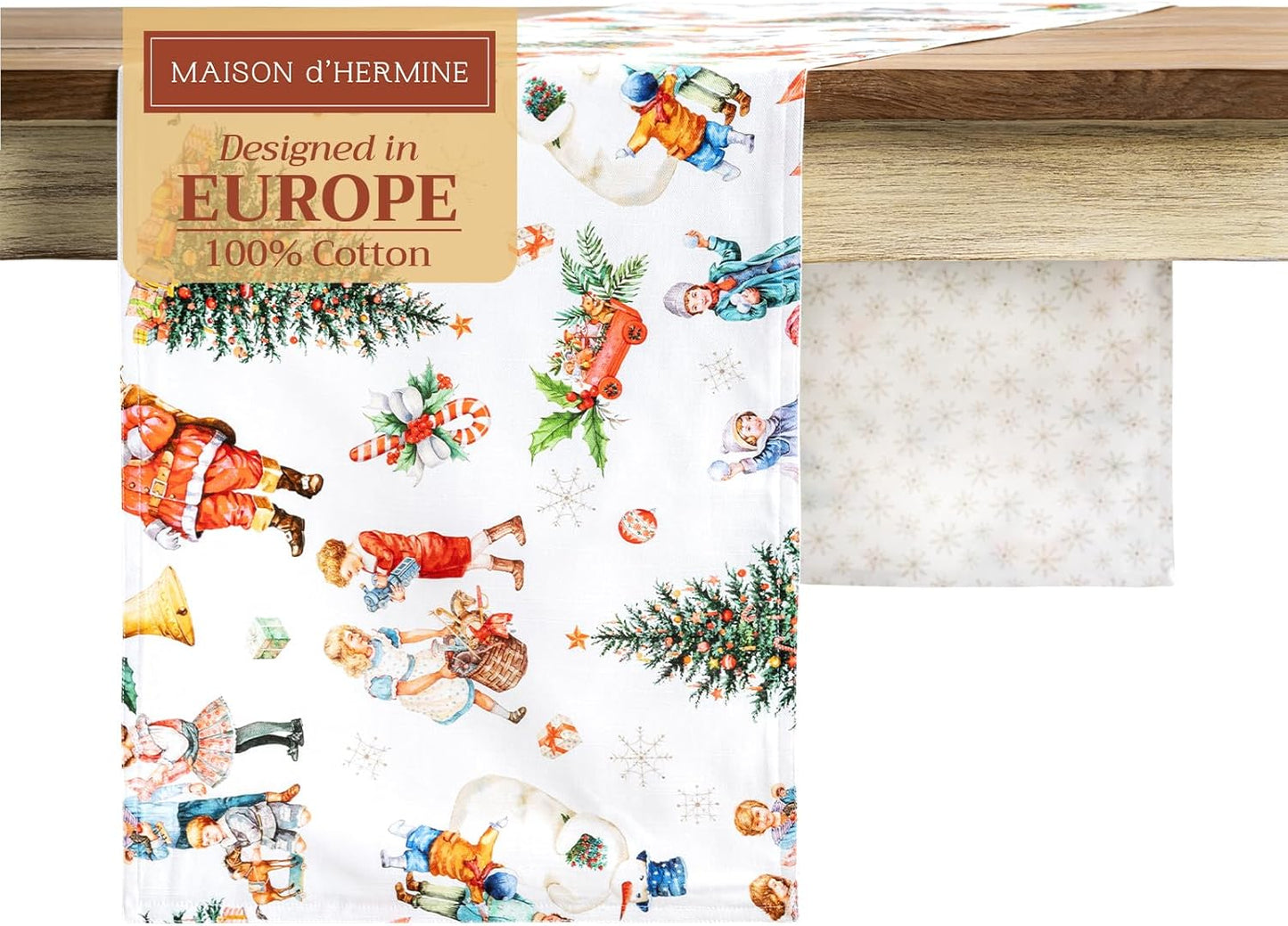 Maison d' Hermine Table Runner 100% Cotton Double Layer Table Runners 108 inches Long for Thanksgiving Christmas Decorations Home Kitchen Dining Party Wedding (Chromo, 14.5" x 108")