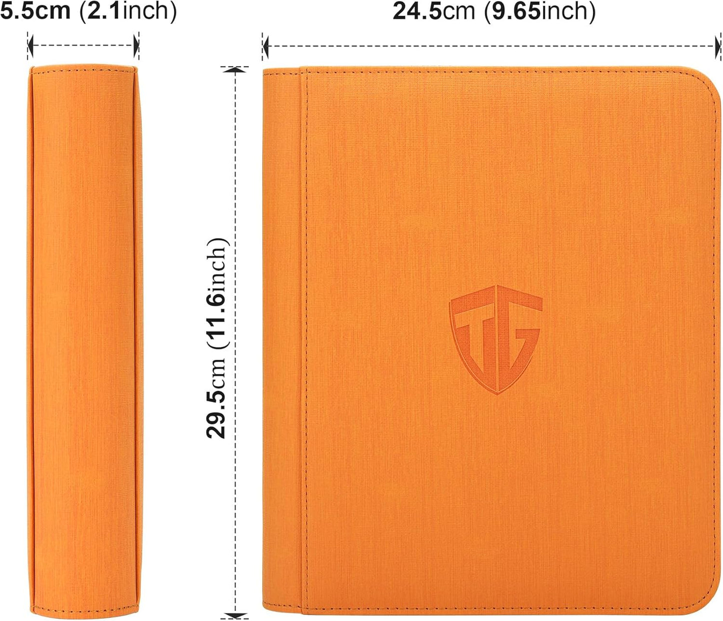 Toploader Binder,Holds 112 Toploaders, 4 Pocket Top Loader Binder for 3" x 4" Rigid Card Holders for Trading Cards or Sports Cards Binders(Orange)