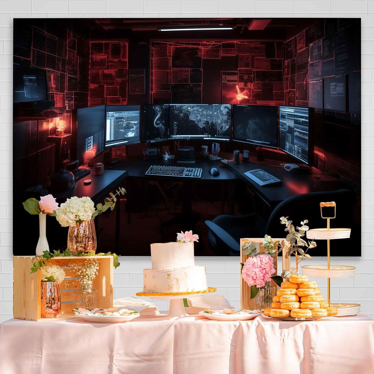 Computer Photo Backdrop Computers Hacker Room Background for Photography Party Room Decorations Photo Booth Props Supplies YUNBSJ007