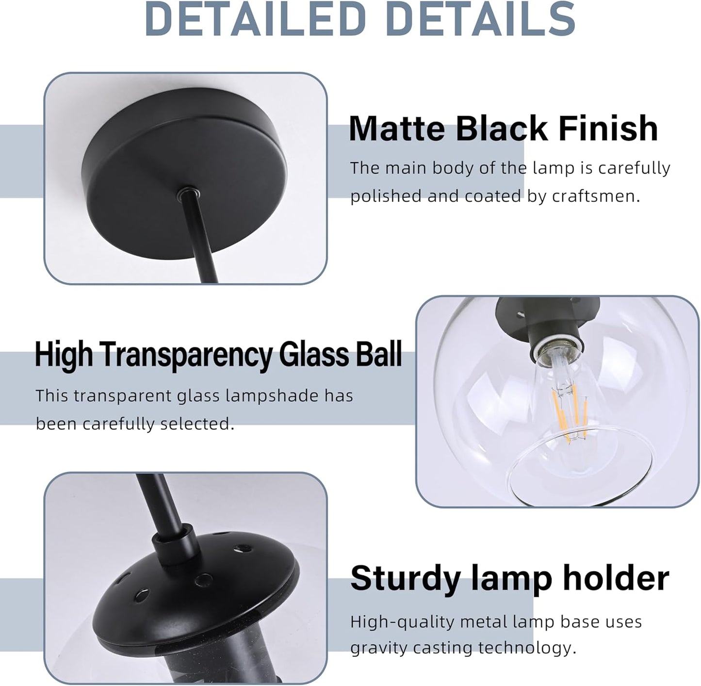 Black Semi Flush Mount Ceiling Light Fixture with Clear Glass Light Fixture Mid Century Light Fixtures Black Semi Flush Ceiling Light Fixtures for Dining Room Kitchen (Bulb Included)