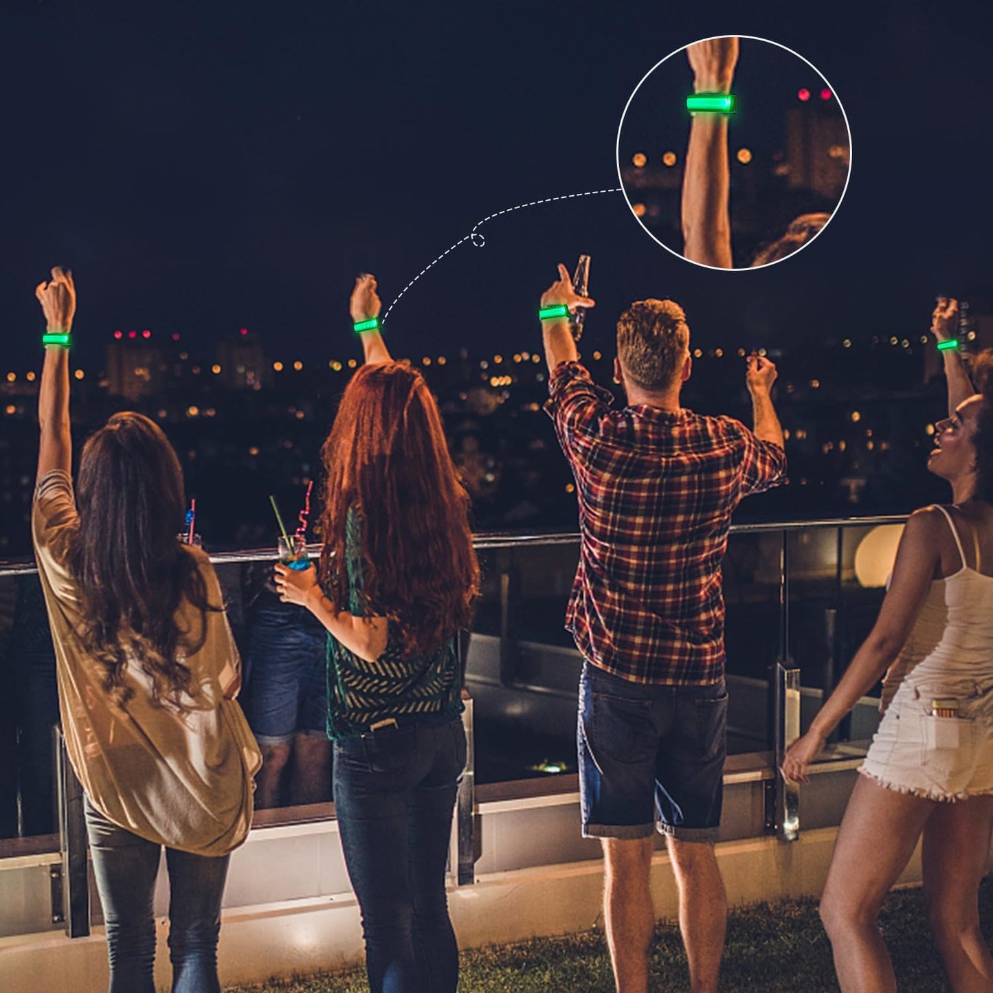 8 Pack LED Bracelets Light Up Wristbands,Glow Flashing Wristbands Glow in The Dark Party Supplies for Party, Festivals, Sports, Camping,Night Events (Green)