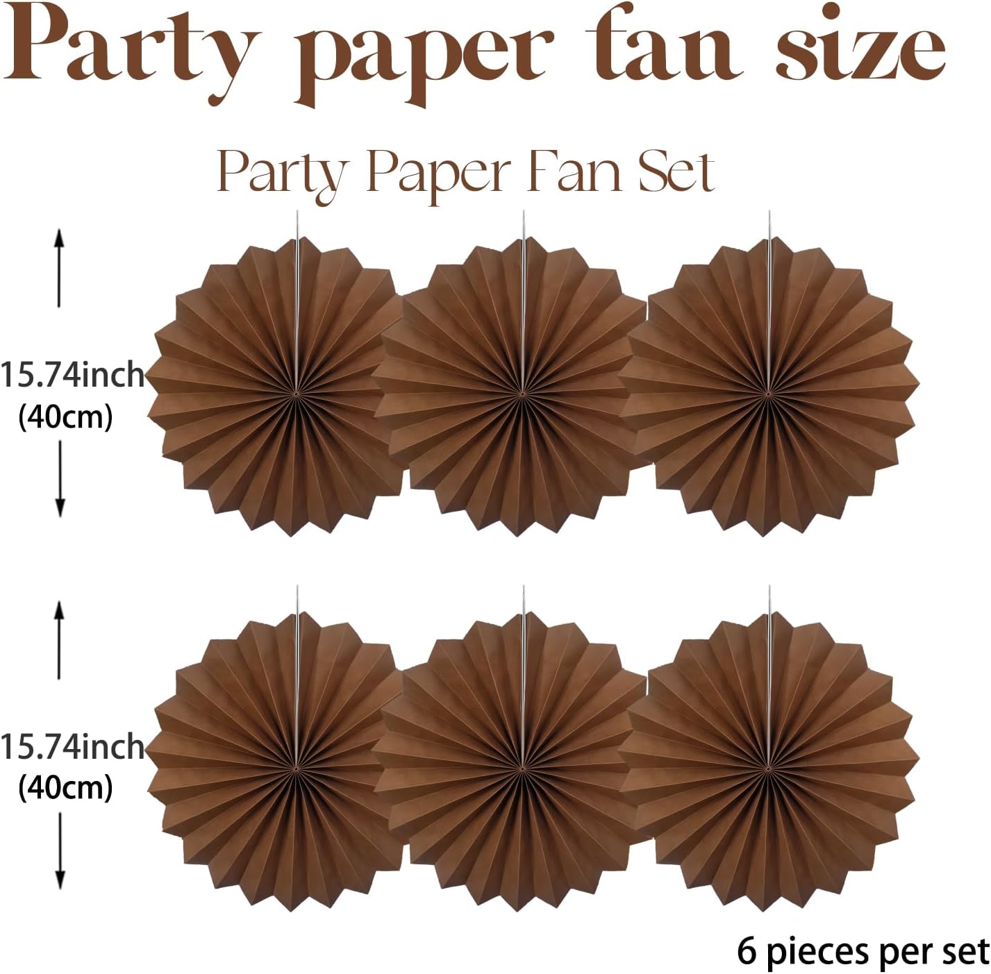 Brown Party Decorations,Brown Wedding Decorations for Party Events Accessories,Brown Birthday Decorations,Boho Party Decoration,Fall Decorations 16in Hanging Paper Fans 30 Color DIY Set(Brown)