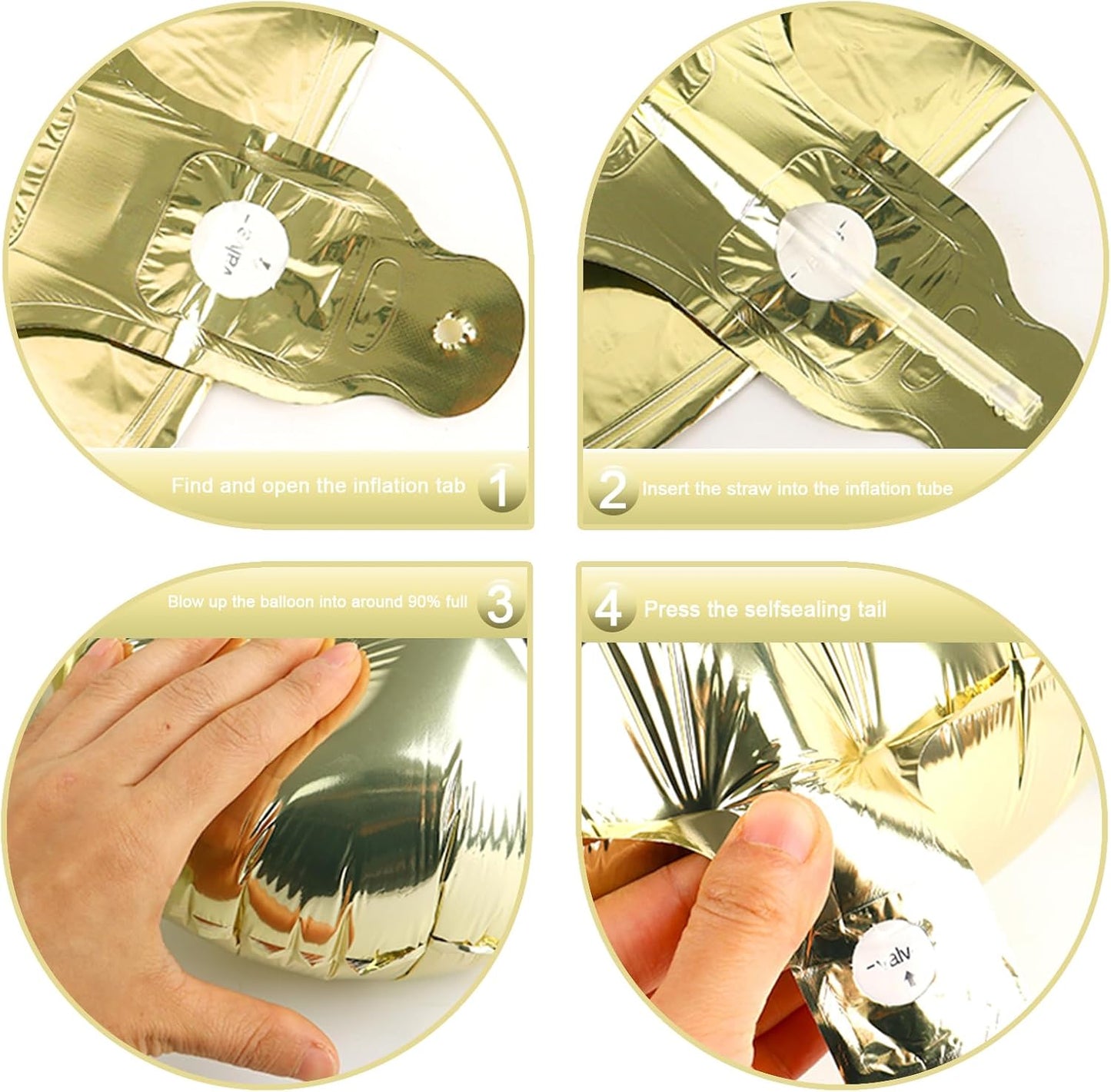 40 Inch Light Gold Large Number 4 Balloons, Giant Foil Number Four 14 24 34 40 44 Balloons, Champagne Gold Mylar Big Balloon for Anniversary Graduation Decorations