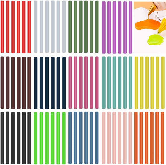 Ewparts Opaque Colored Hot Glue Sticks for Hot Glue Gun Mini Hot Melt Glue Sticks Bulk 14 Color 84Pack Glue Gun Sticks Full Size Colored Hot Glue Sticks Hot Glue Sticks for Glue Gun Small Glue Sticks