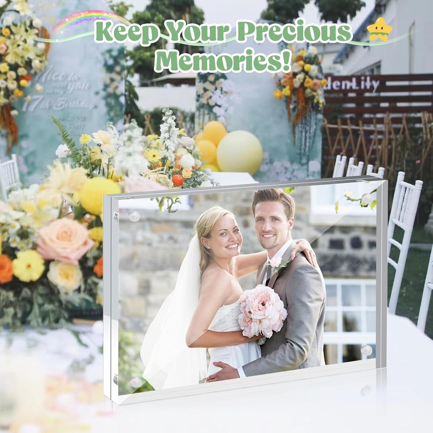 24 Pcs 4x6 Acrylic Picture Frames, Clear Picture Frames Frameless Magnetic Picture Frame Double Sided Magnetic Photo Frame Free Standing Desktop Display Stand for Bedroom Living Room Home