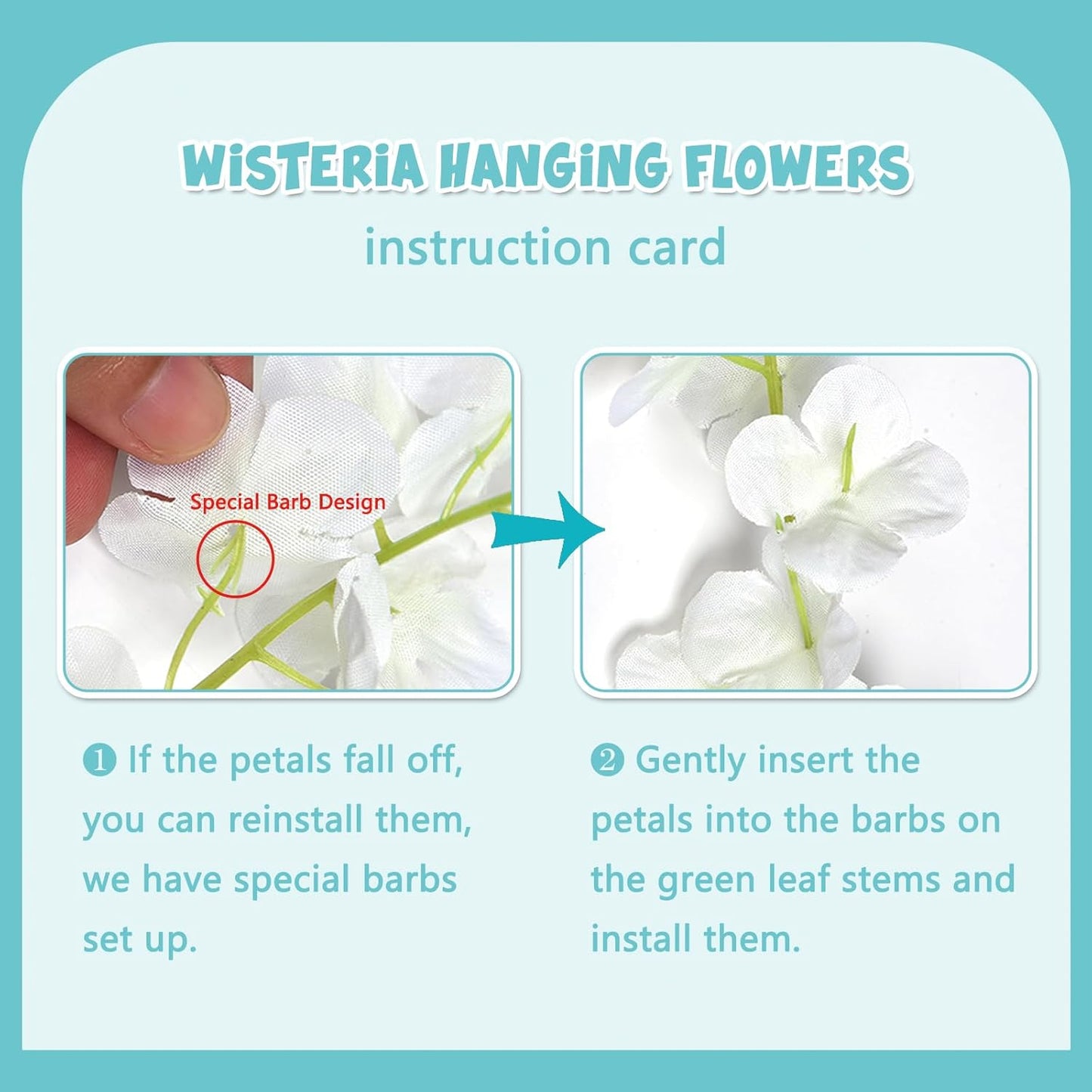 5 Pack Teal Wisteria Hanging Flowers Garland, 3.77 Feet Artificial Flower Vines, Fake Wisteria, Artificial Vines Hanging Garland for Backdrop Outdoor Yard Garden Decor