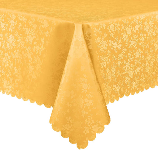 Smiry Rectangle Table Cloth, Waterproof Heavy Duty Vinyl Tablecloths, Wipeable Washable Table Cover for Kitchen and Dining Room (Mustard Yellow, 60" X 84")