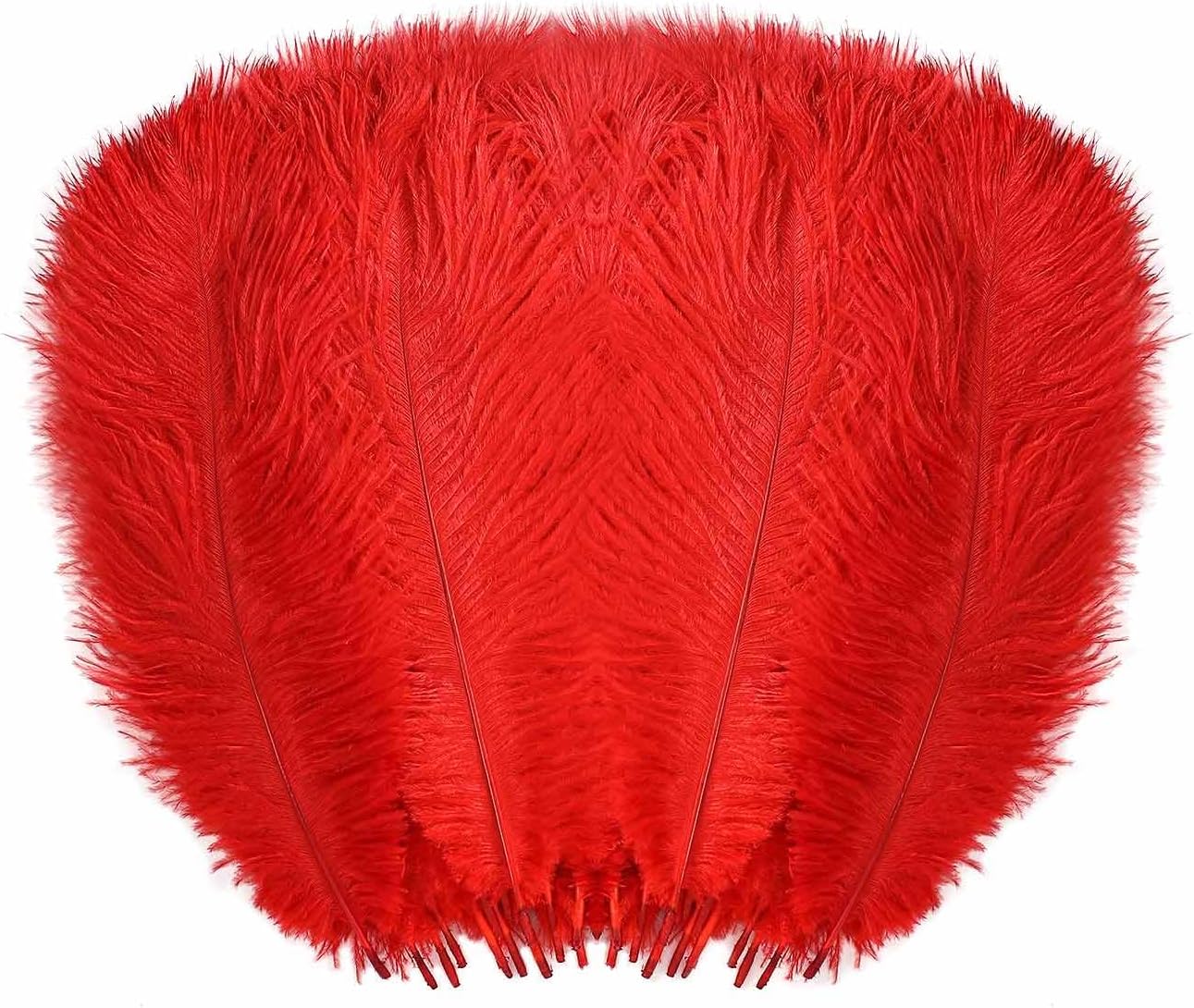 YAKRUNA 30PCS Red Ostrich Feathers Bulk 12-14 Inches for Centerpieces for Wedding Birthday Gatsby Party, Decorative Plumes for Vase & Table & Christmas Tree Decor (30-35cm, Red)